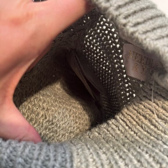 Vintage Needles and Yarn 3D Knit Cropped Green Sweater Womens Large Shoulder Pad - Picture 6 of 10